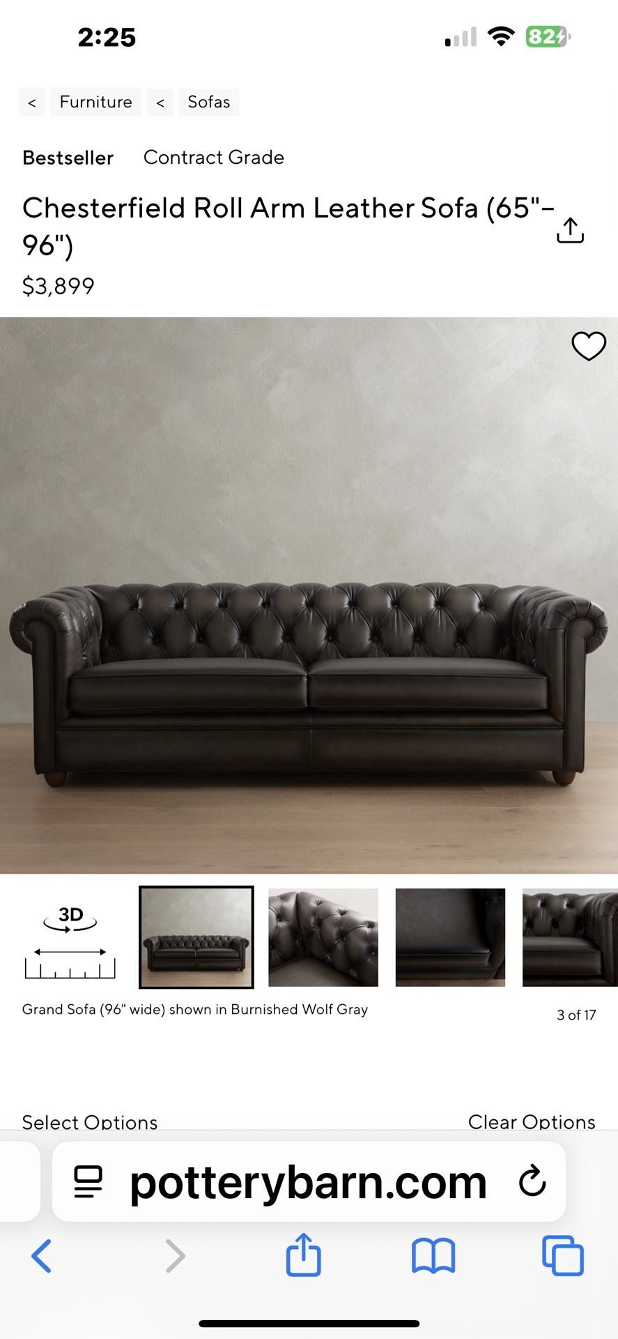Pottery Barn Chesterfield Leather Sofa $1100