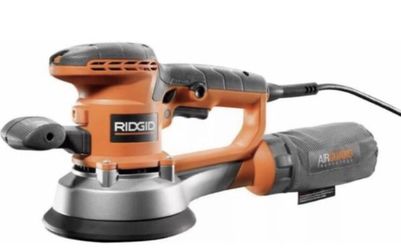 RIDGID Orbital Sander 6 in. Variable-Speed 4 Amp Removable Handle Cloth Dust Bag
