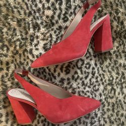 Red Suede Heels Size 8 1/2 
