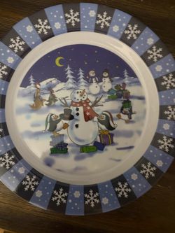 Plastic Serving Snowman plate