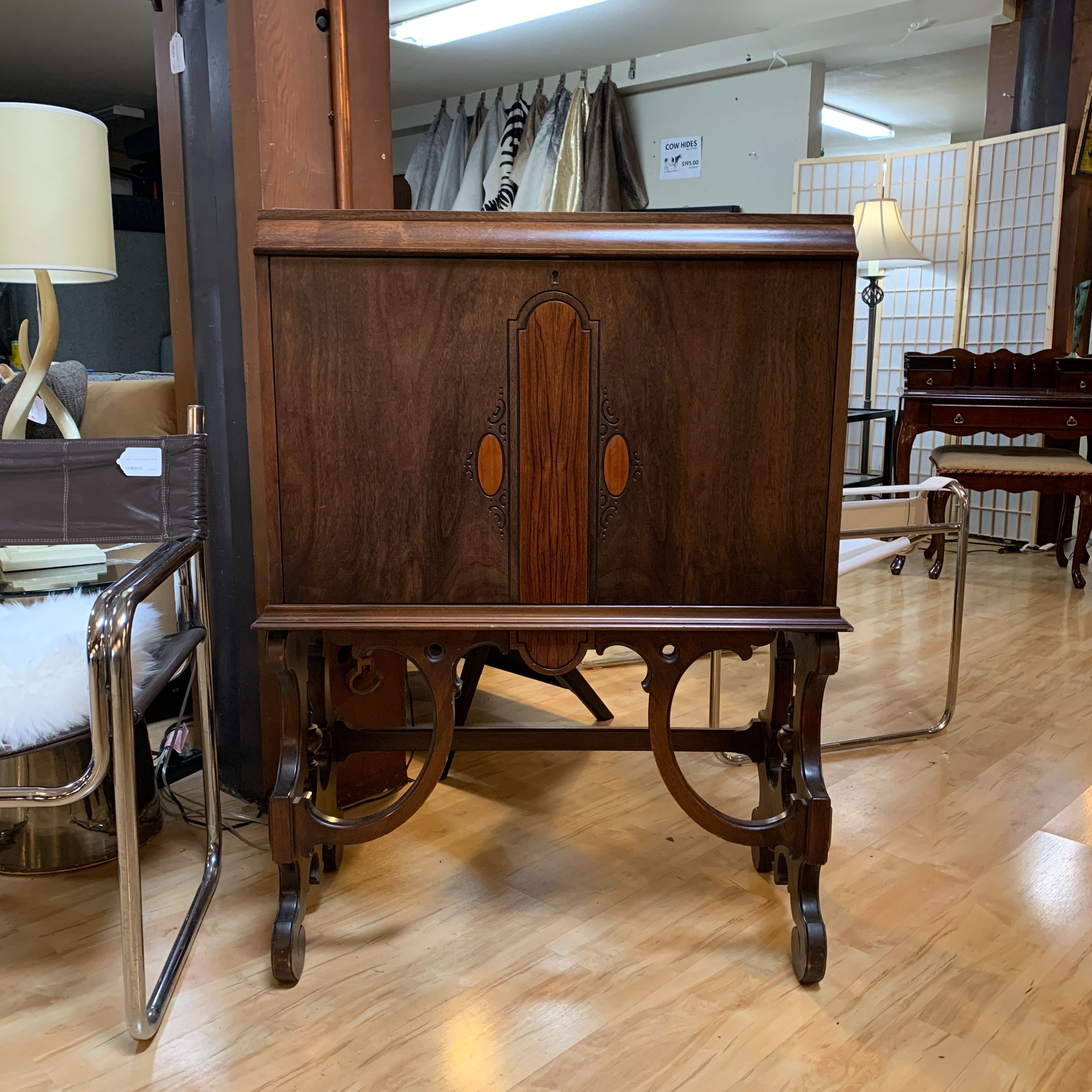 Engraved Secretary Desk with Key