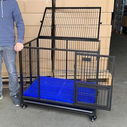(New in Box) $150 Folding 37” Heavy Duty Dog Crate Cage Kennel, 37x25x33 inches
