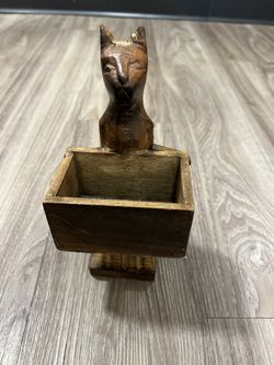 Wooden Cat Figurine