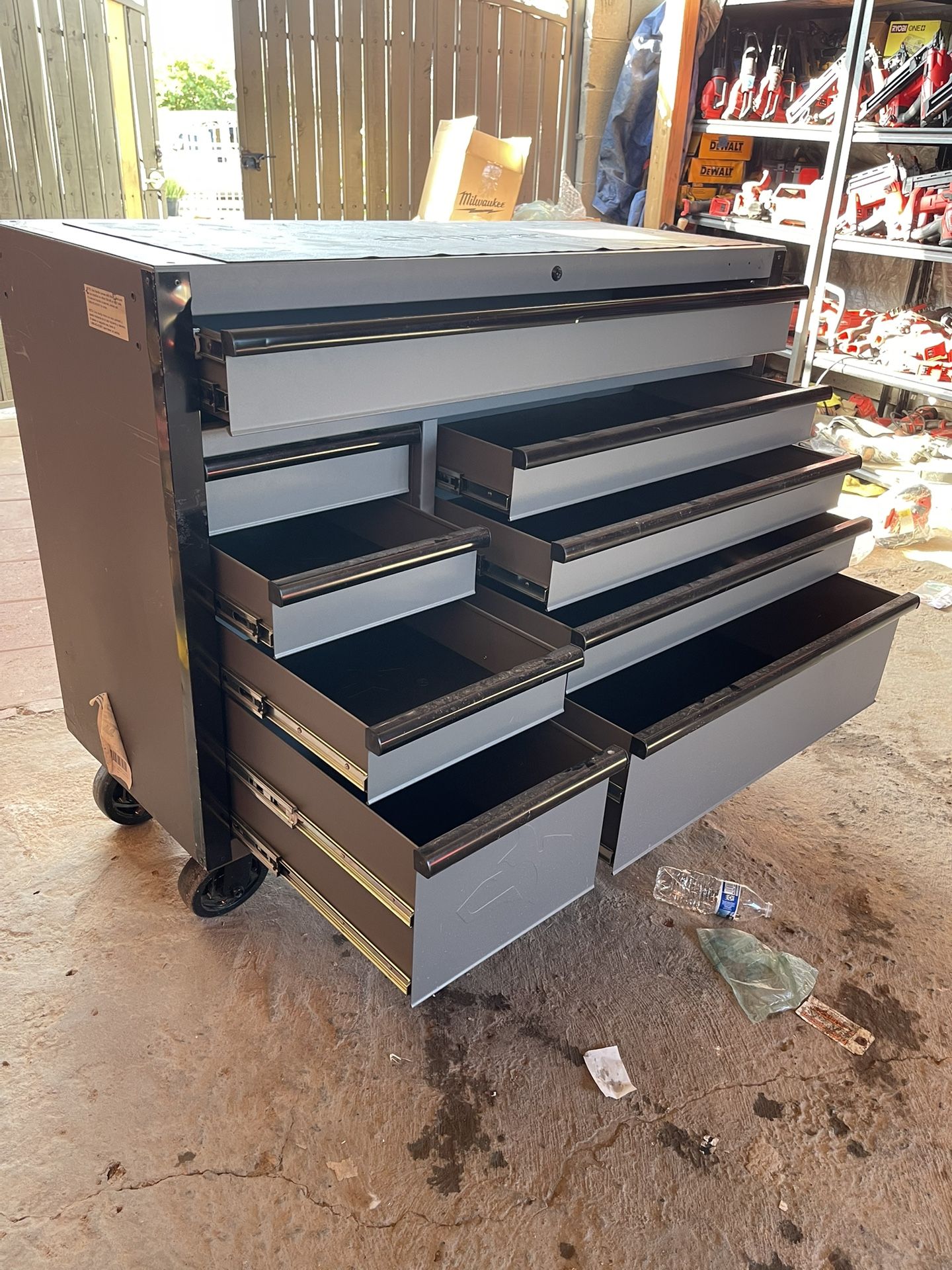 Husky Heavy-Duty 52 in. W x 20 in. D 9-Drawer Matte Gray Rolling Tool Cabinet