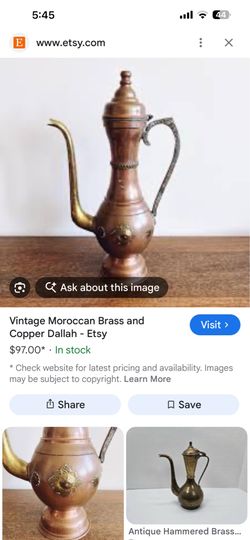 Vintage Moroccan Brass and Visit › Copper Dallah