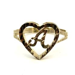 Woman’s Ladies 10k Yellow Gold Cursive Initial A In A Heart Ring Size 7 GP3122321