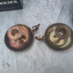 Brass And Silver Single Stick Candle Holders 