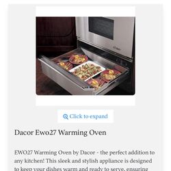 Dacor Ewo27 Electric Warming Oven - 27” wide.  EWO27 Warming Oven by Dacor - the perfect addition to any kitchen! This sleek and stylish appliance