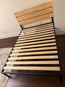 ZINUS Full Size Metal & Bamboo Platform Bed Frame – $50