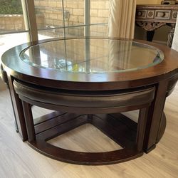 Brown Coffee Table With 4 Seats