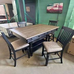 Tyler Creek Black-Gray Counter Height Set, 5-Piece (Table+4 Bar Stools)
