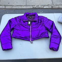 FashionNova Chrome Puffer Jacket Medium