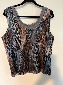 Animal Print Pleated Sleeveless Top
