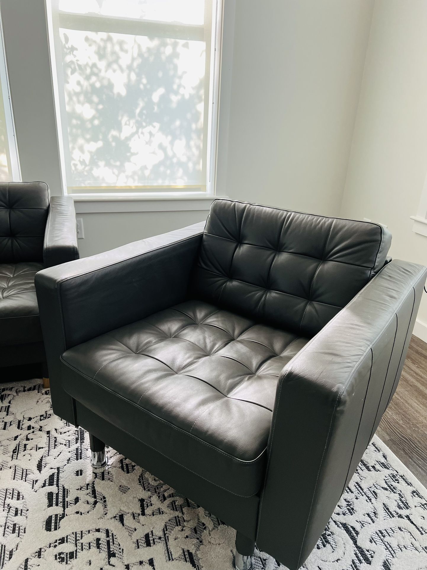 Leather Armchair Gray Green