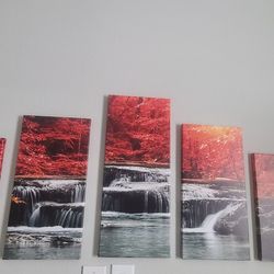 Red canvas Wall art set of 5