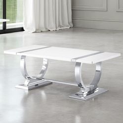 White and chrome coffee table brand new firm price $360