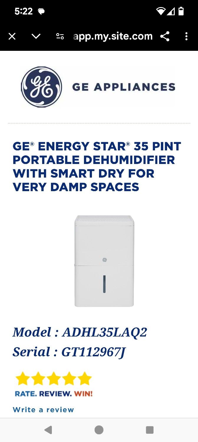 GE Dehumidifier