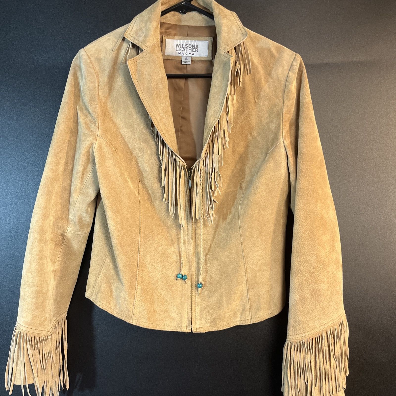 Vtg Suede Leather Fringe Jacket Women S Coat Boho Western Yellowstone Tassels