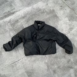 Fear Is Taught Oversized Black Leather Bomber Jacket