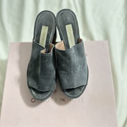 L’Autre Chose women suede wedges clogs in Grey size36