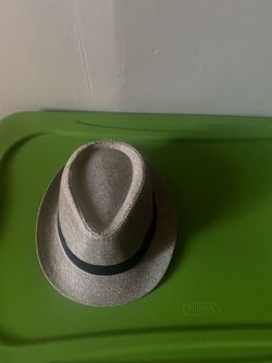 Gray Woven Fedora Hat with Black Band