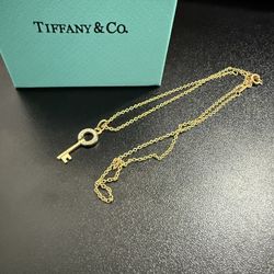 Tiffany & Co. Keys Open Round Key Pendant Necklaces Gold