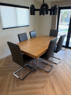 Wood Dining Table with 6 Chairs