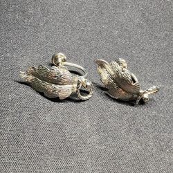 Sterling Silver 925 Leaf Earrings Screw Back