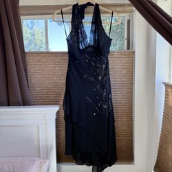 Y2k BCBG black silk beaded dress