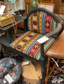 Vintage telephone Accent Chair with Southwestern Upholstery