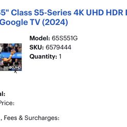 TCL 65" Class S5-Series 4K UHD HDR LED Smart Google TV