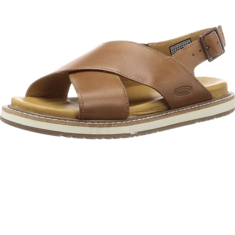 KEEN Women's Lana Cross Strap Sandal,Tortoise Shell/Silver Birch,5.5 by KEEN