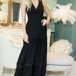 Crochet Lace Woven Maxi Dress Brand New 