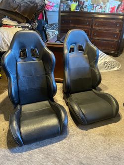 Universal Black Leather Racing Seats (Pair)