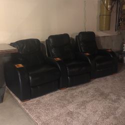Black Leather Movie Theater Chairs