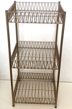 30 Inch Tall 3 Level Gold Tone Metal Kitchen Shelf Organizer