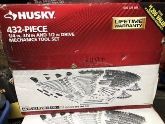 HUSKY Mechanics Tool Set, 432-Piece. This Set Includes Pretty Much Every Socket, Ratchet, Extensions & Adapters You’ll Ever Need to Complete Repairs
