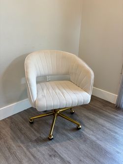 Cream and Gold Rolling Office Chair