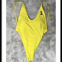 🍍Sweet Pineapple (Rich Yellow One Piece Thong Swimsuit)