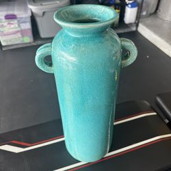 Turquoise Crackle Glaze Decorative Vase – 18.5" Tall