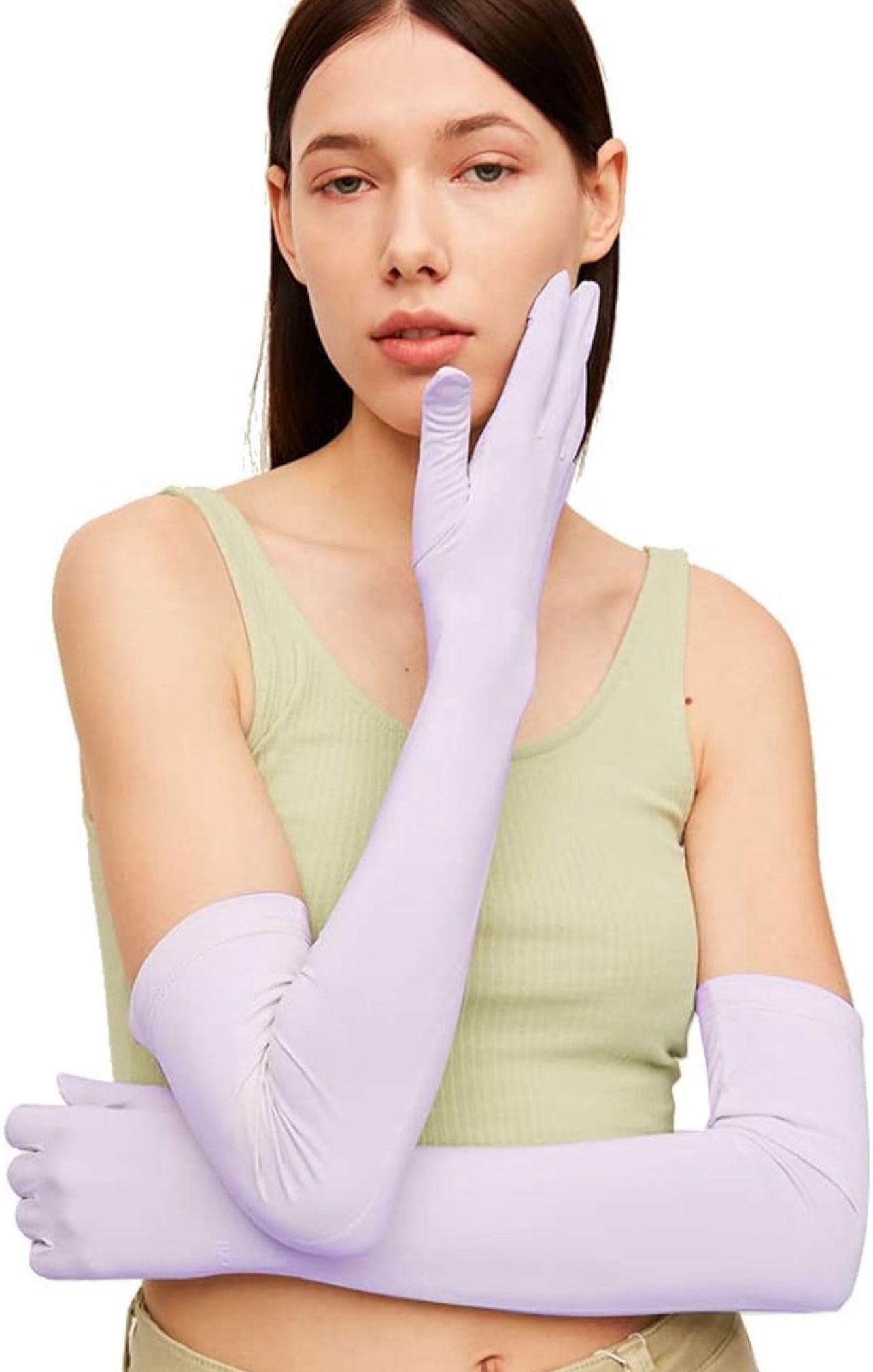Brandnew XL Size Women Sun Protection UV Arm Sleeves Cooling Touchscreen UPF50+ Gloves for Cycling Driving SLM3M145