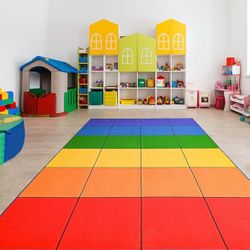 Booooom Jackson Rainbow Colorful Seating Classroom Rug for Kids Room Seating Décor, 7'54''x13'12'' Large Preschool Carpet Seating Rug for Teaching and