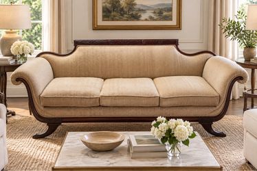 Vintage Regency/Classical Revival Carve Wood Sofa