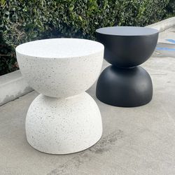 New In Box $35 Each Glitzhome 15.75x17.75 Inch Tall Multi-Functional MGO Faux Terrazzo Gray White Or Sand Color Garden Stool Planter Stand Accent Outd