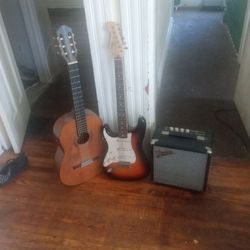 Fender Amp And Squire Guitar
