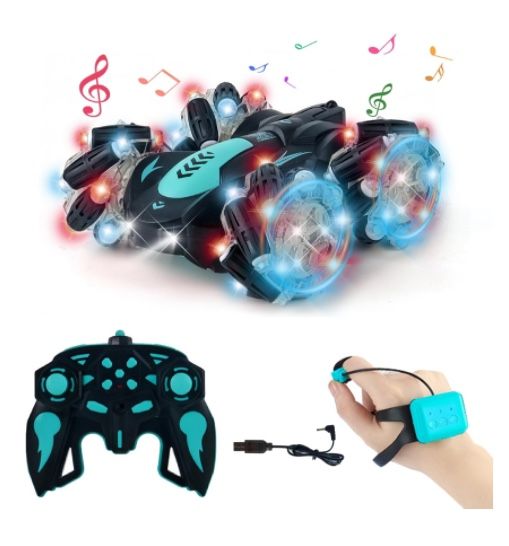 Gesture Sensing RC Stunt Car,360°Spins Double Sided Hand Controlled RC Car Glove Controlled Twist Remote Control Car with Lights Music