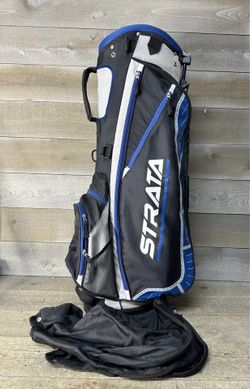 Strata Plus Golf Stand Bag 7 Way Dividers 5 Pockets Blue Black