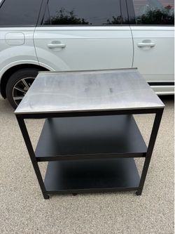 GRILLSKÄR  Kitchen island shelf unit, black/stainless steel outdoor