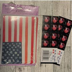 Set Of 4 Patriotic Blank Note Cards With 40 Stamps