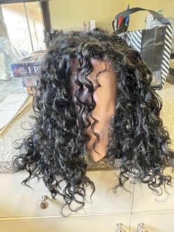 Black curly lace front wig